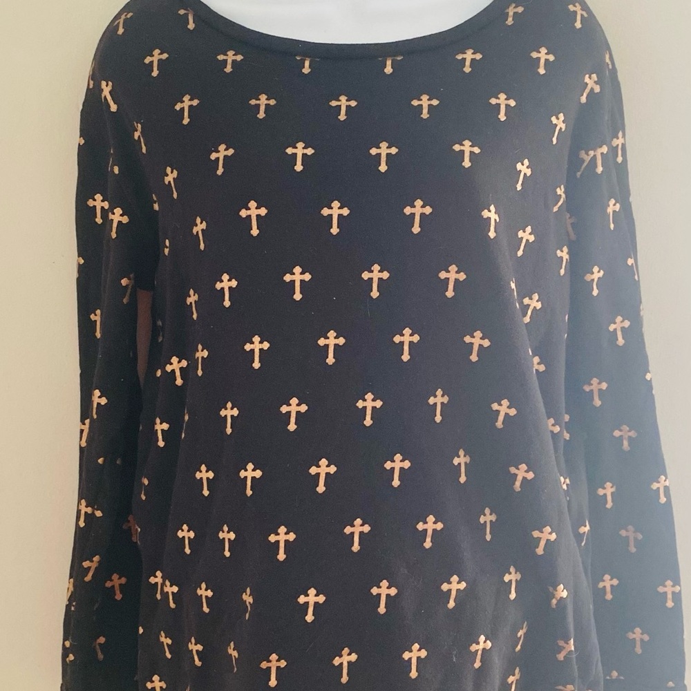 Wildfox Black Top with Gold Crosses